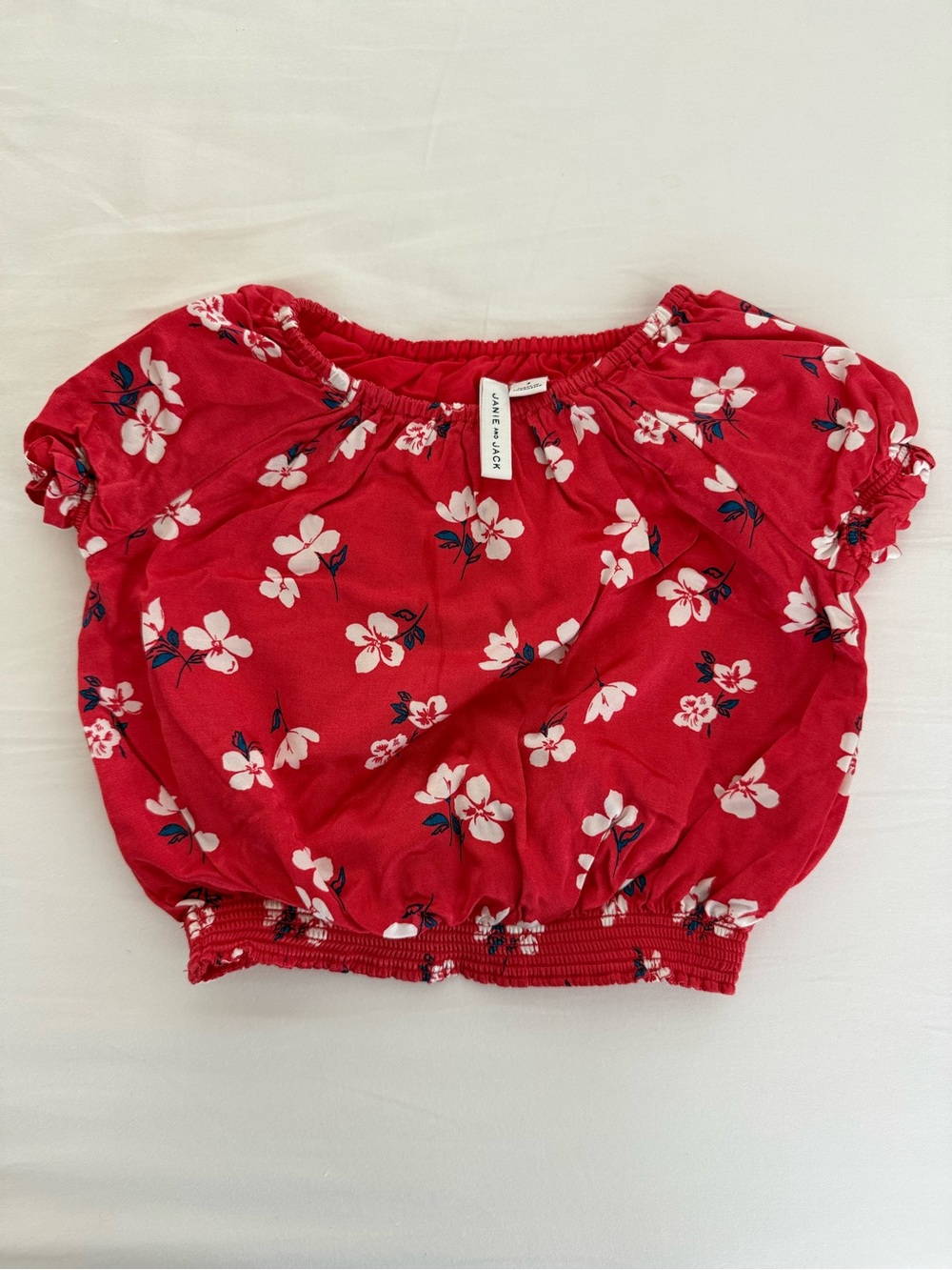 Janie and Jack Red Floral Off-Shoulder Top